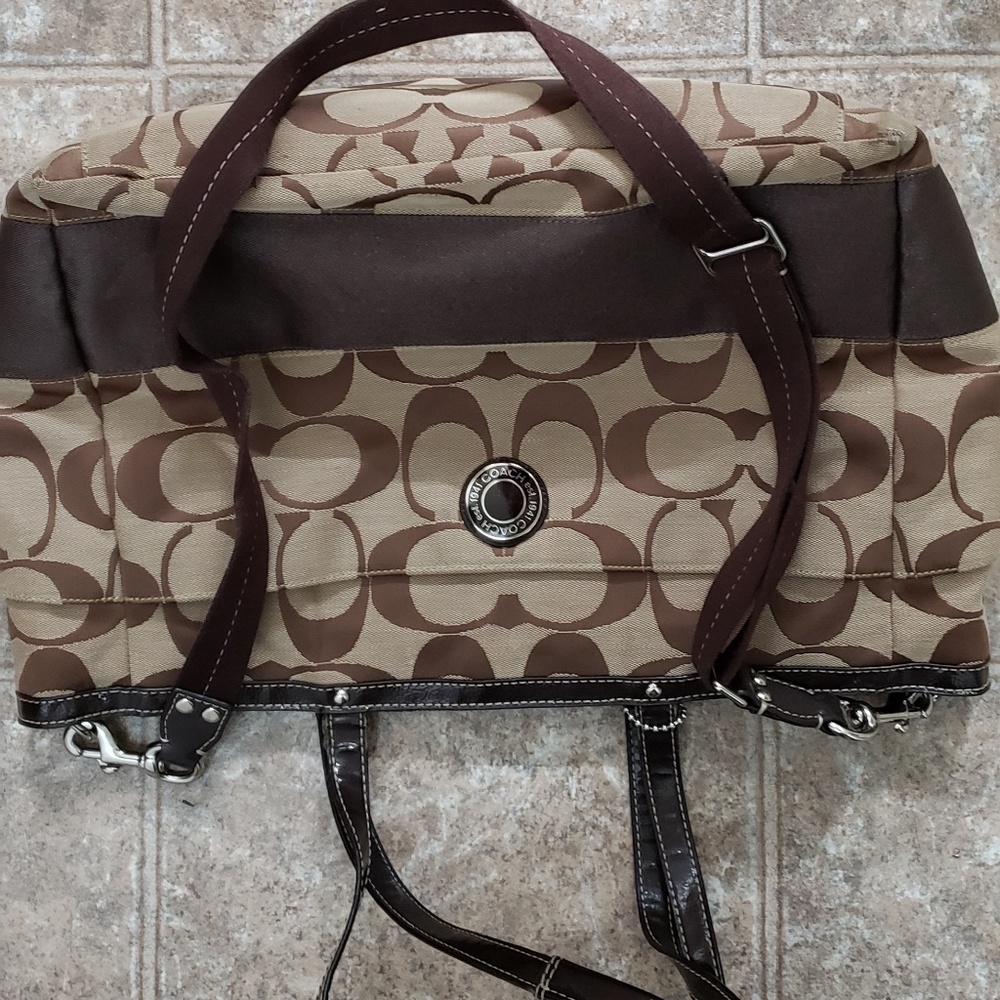 Genuine Coach Signature Strip Tote Diaper Bag